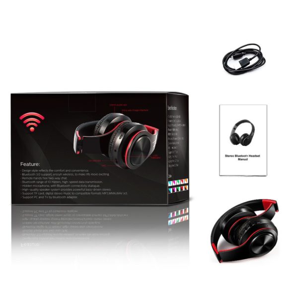 Fones de ouvido Bluetooth/sem fio Estéreo dobrável esportivo com Microfone, MP3 player e entrada para cartão SD - Image 8