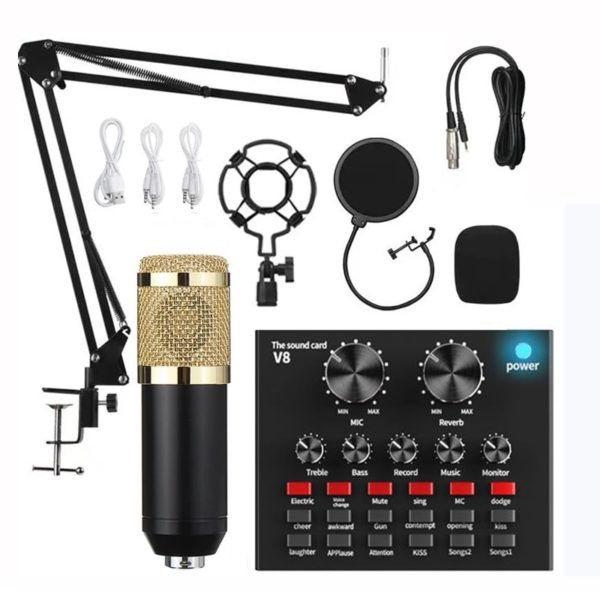 Microfone Profissional Studio Condensador BM 800 Audio V8 bom p/ Karaoke Podcast Gravação e Live Streaming - Image 2