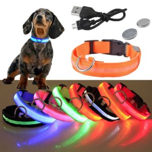 Colar recarregável USB para cachorro de estimação LED brilhante e piscante  [suprimentos de segurança]
