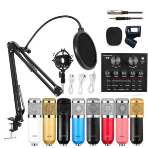 Microfone Profissional Studio Condensador BM 800 Audio V8 bom p/ Karaoke Podcast Gravação e Live Streaming