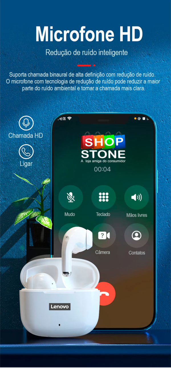 Fone de ouvido lenovo lp40 pro tws sem fio bluetooth 5.1 esporte redução de ruído c/ controle de toque 500 mah 2022 NOVO - Image 4