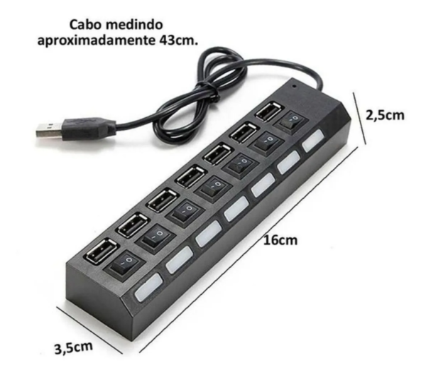 USB 2.0 HUB 7 CONNECTION PORTS WITH LED LEY-02 - LEHMOX - Image 4