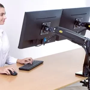 Table stand for 2 TVs/monitors from 17“ to 27” black