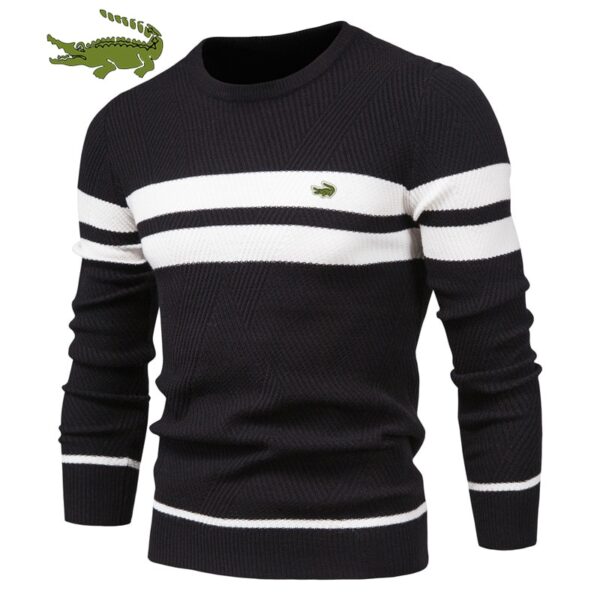 Stylish winter striped men's sweater, super comfortable, thick, warm, O-neck, casual basic - NEW - Image 5