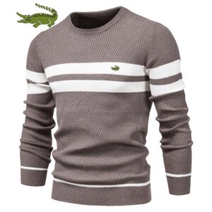 Stylish winter striped men's sweater, super comfortable, thick, warm, O-neck, casual basic - NEW