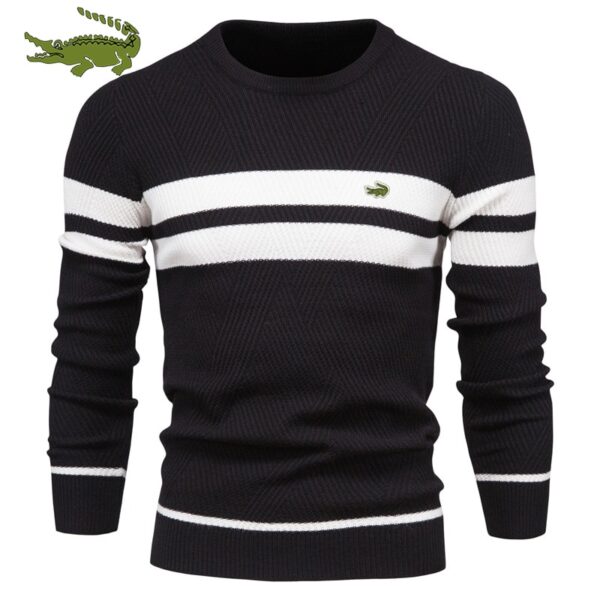 Stylish winter striped men's sweater, super comfortable, thick, warm, O-neck, casual basic - NEW - Image 8