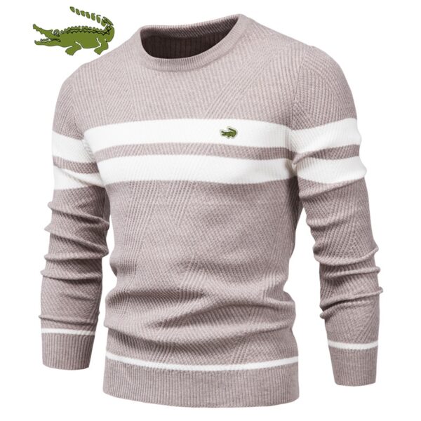 Stylish winter striped men's sweater, super comfortable, thick, warm, O-neck, casual basic - NEW - Image 10