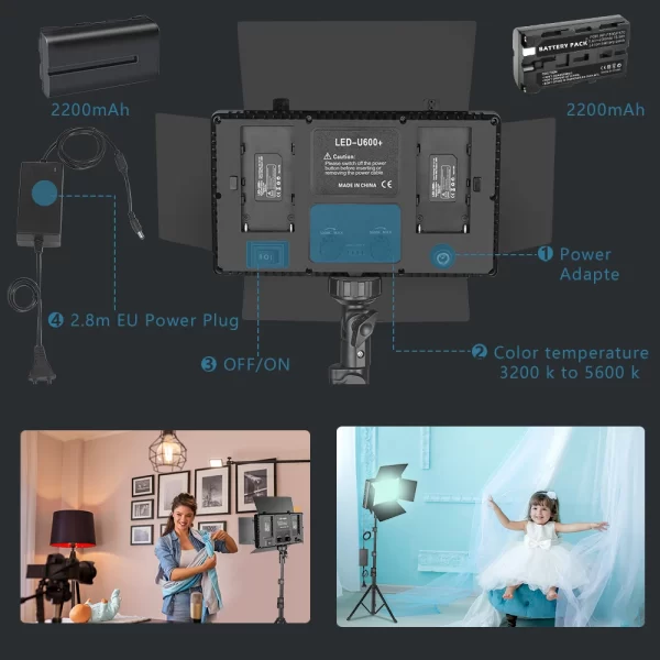LED Video Light with Professional Lighting – Includes Tripod and Remote Control for Studio and Recording - Image 3