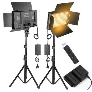 LED Video Light with Professional Lighting – Includes Tripod and Remote Control for Studio and Recording