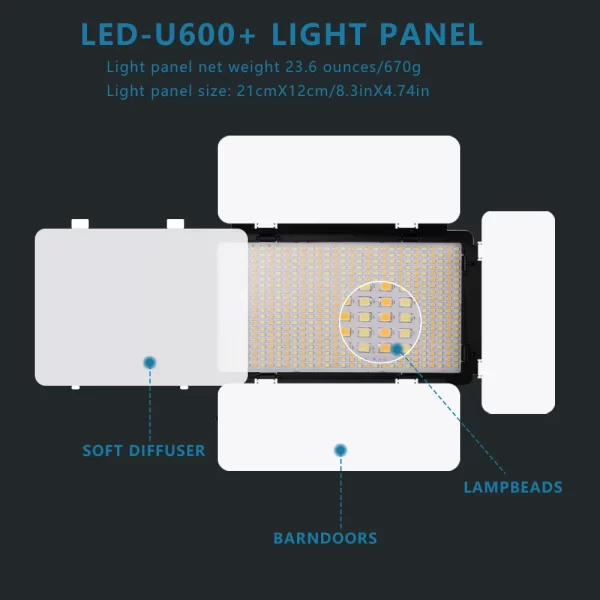 LED Video Light with Professional Lighting – Includes Tripod and Remote Control for Studio and Recording - Image 2